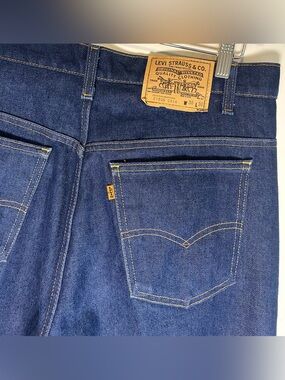 Vintage 1980s Levi's Denim Mens Jeans Size 38x30 Orange Tab Straight Dark Wash